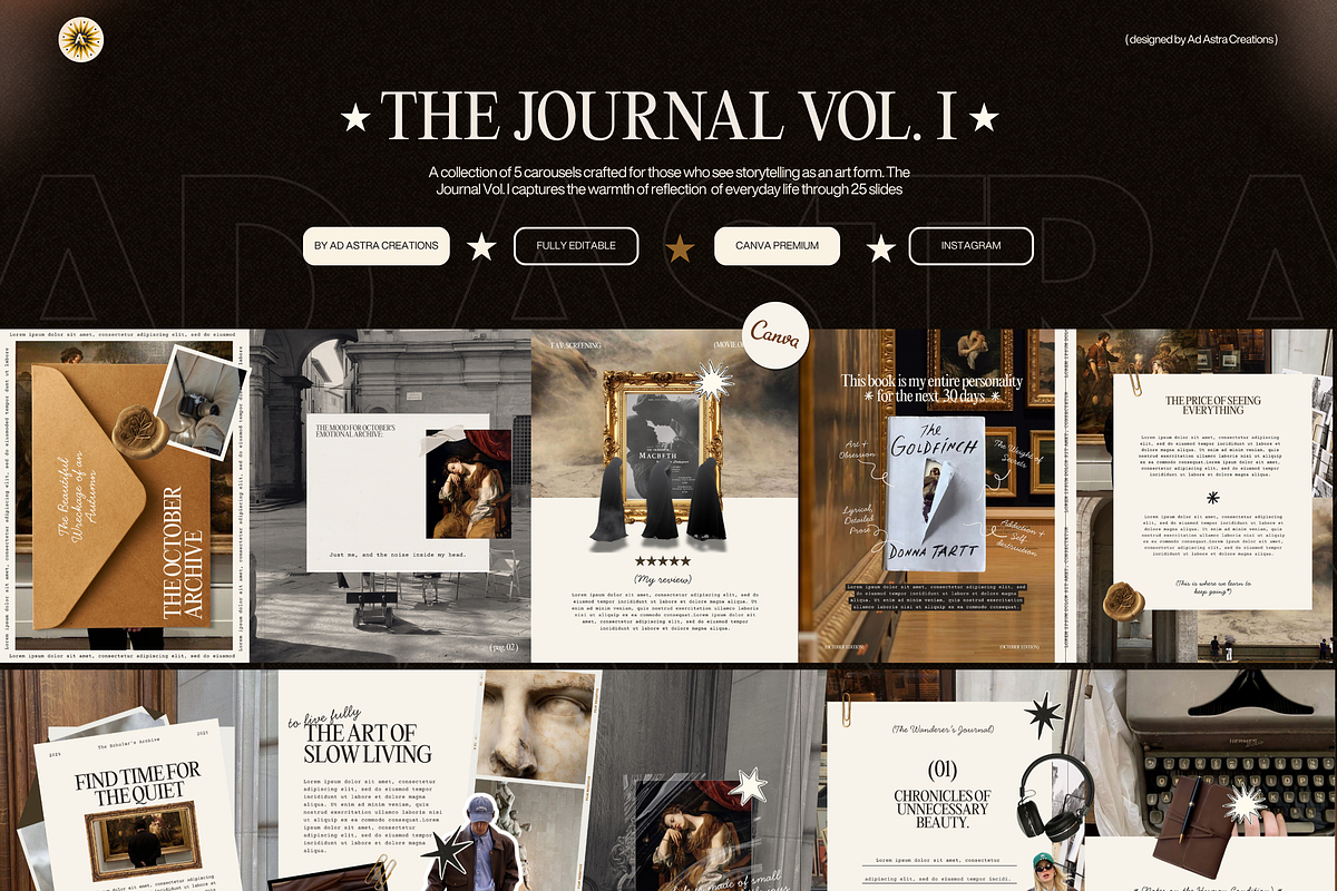 THE JOURNAL | 5 Instagram Carousels, a Social Media Template by Ad Astra Creations (Photo 1 of 6)