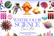 Watercolor Science Clipart, Teachers, an Education Illustration by BrushstrokeArtGB (Thumbnail 1 of 9)