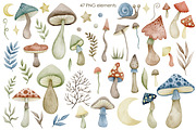 Watercolor mushrooms collection., a Decorative Illustration by Kira Konoshenko (Thumbnail 2 of 12)