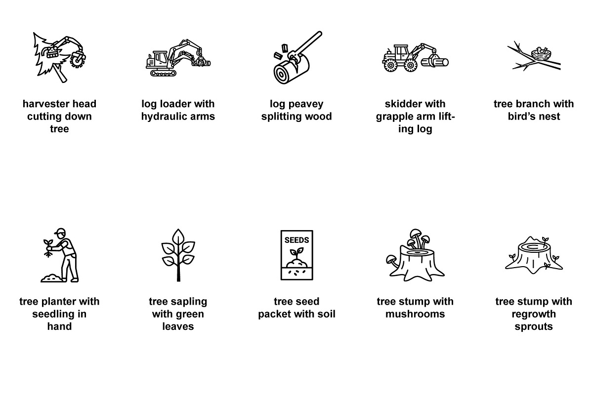 Forestry and logging machinery Icons, an Outline Icon by Nurlan's shop (Photo 4 of 6)