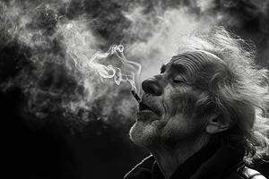 Black white Portrait of an elder Man, a Person Photo by Hamza067