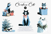 Christmas Cats Holiday Cats Set, an Illustration by CreationArt (Thumbnail 2 of 7)
