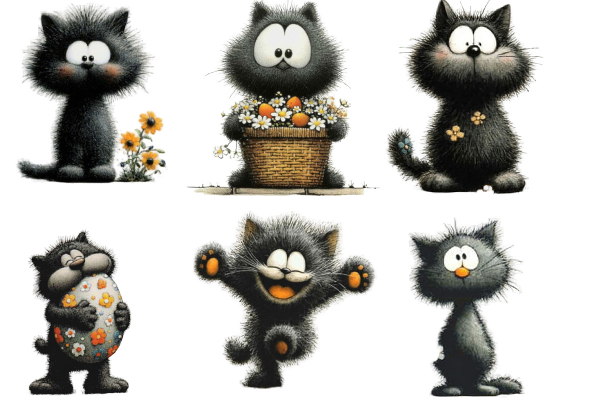 Whimsical Easter Black Cats Clipart, an Illustration by Designking (Photo 4 of 7)