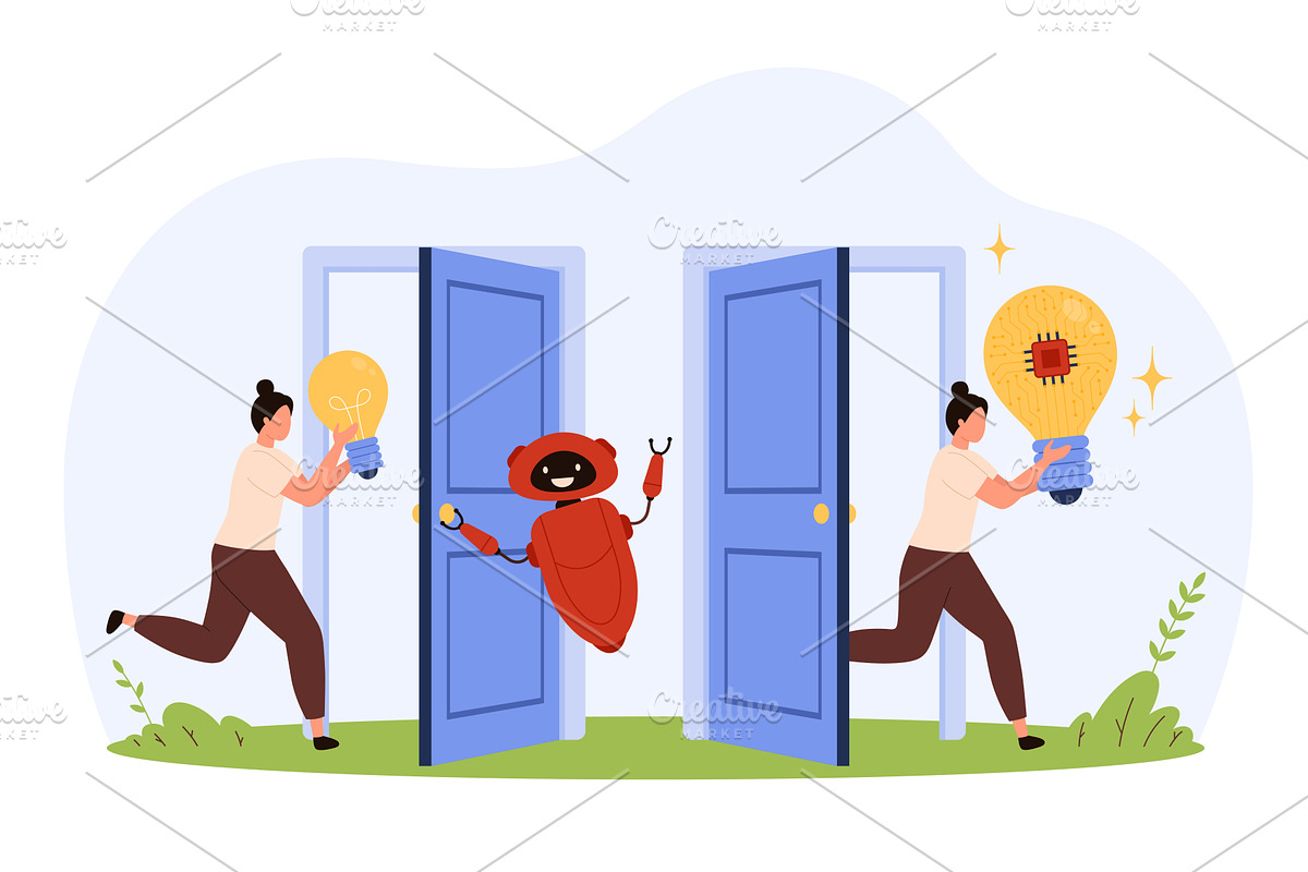 AI Assistant Helping Innovation, a Technology Illustration by Flashvector