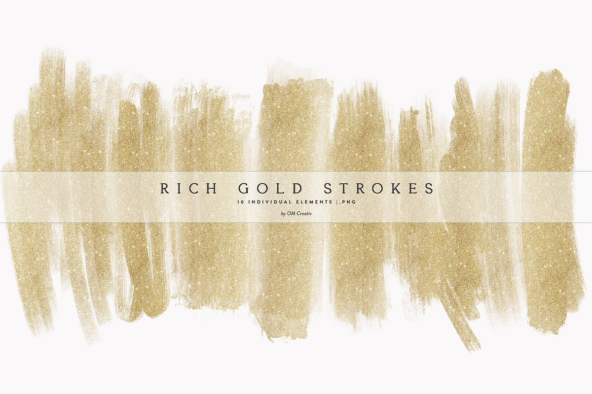 Rich Gold Glittery Brush Strokes, an Object Graphic by OM Creativ (Photo 1 of 6)