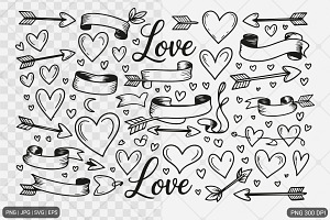 Hand Drawn Love Elements Bundle, an Illustration by Actual Pixel