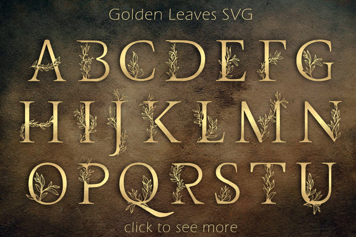 Golden Leaves - floral font preview 8