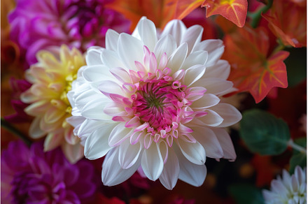 Delicate white and pink dahlia, a Nature Photo by Ylivdesign