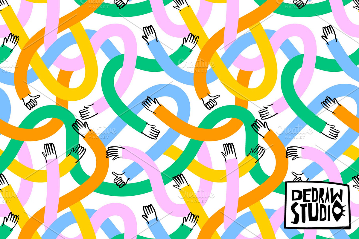 Colorful Helping Hands Pattern, a Pattern Graphic by Dedraw Studio (Photo 1 of 3)