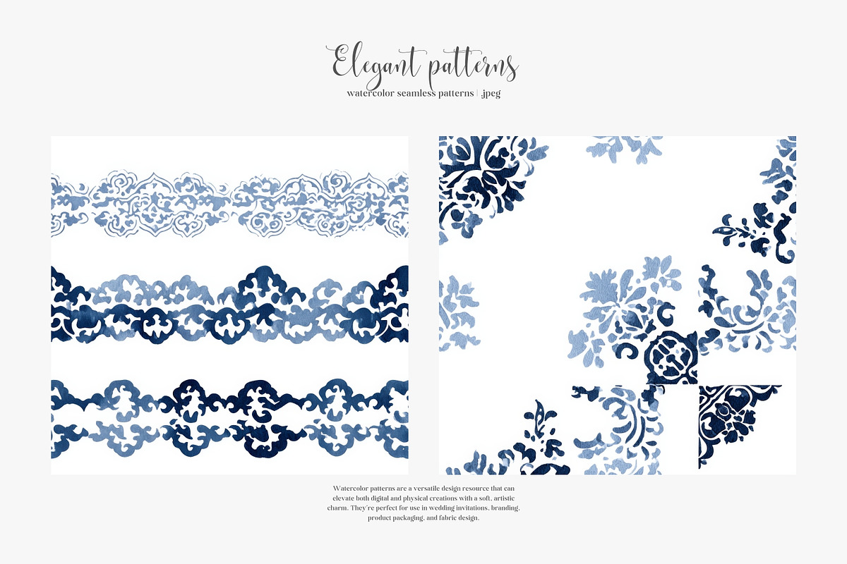 watercolor pattern damask textures, a Pattern Graphic by Patishop Art (Photo 4 of 9)
