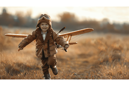 Little Boy Running Through Field, a Nature Photo by Goinyk