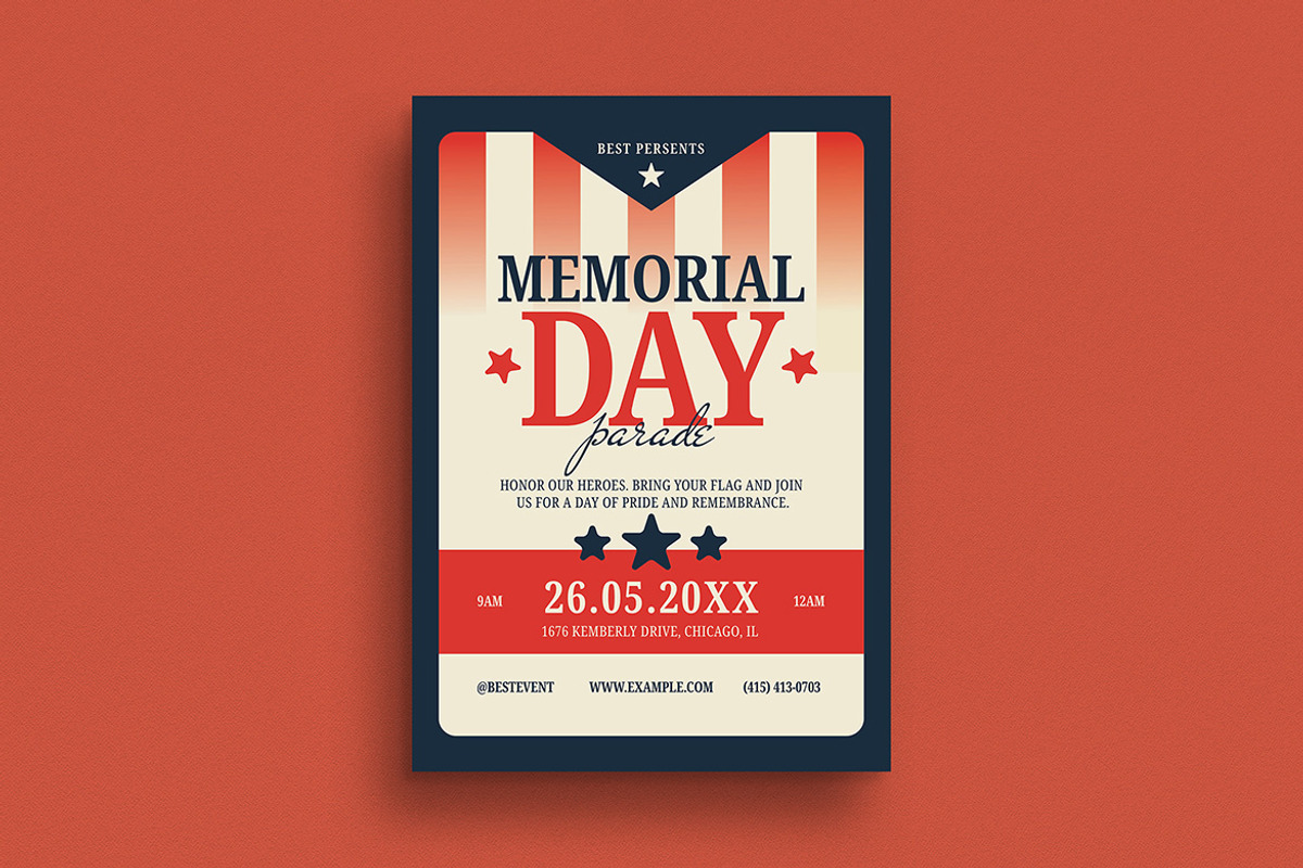 Retro Bold Memorial Day Event Flyer, a Templates & Theme by VectorVactory (Photo 1 of 3)