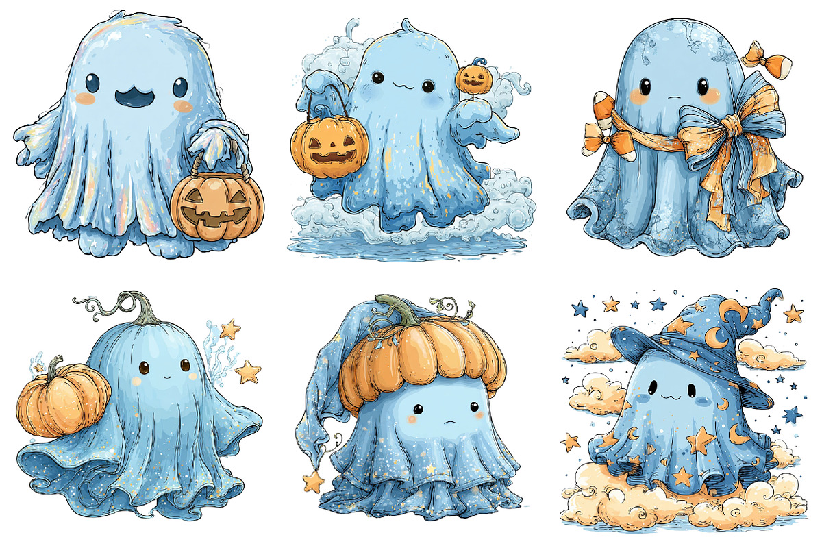 Iridescent Ghost Halloween Clipart, a Seasonal Illustration by DreamArtGraphic (Photo 5 of 5)