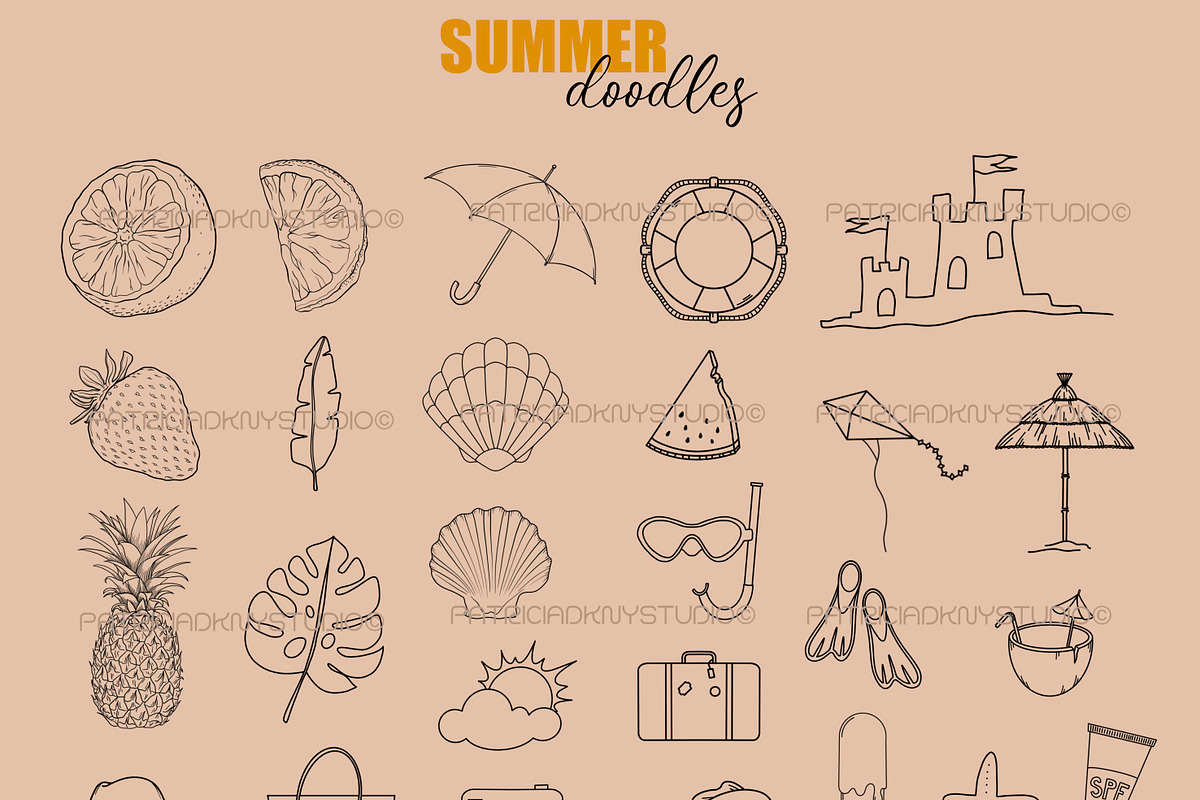 Procreate summer themed brushes, a Brush Add-On by PDknyStudio