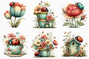 Whimsical Ladybug Spring Set Clipart, an Illustration by Craft Nest (Thumbnail 6 of 12)