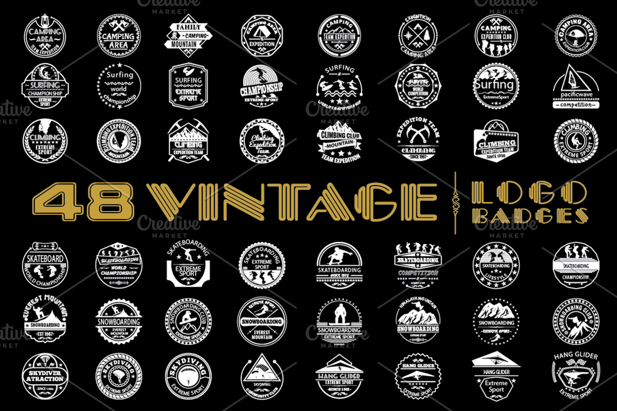 48 Vintage Logo Badges, a Branding & Logo Template by on3stepThemes