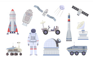 Space Objects. Astronauts Moonwalk