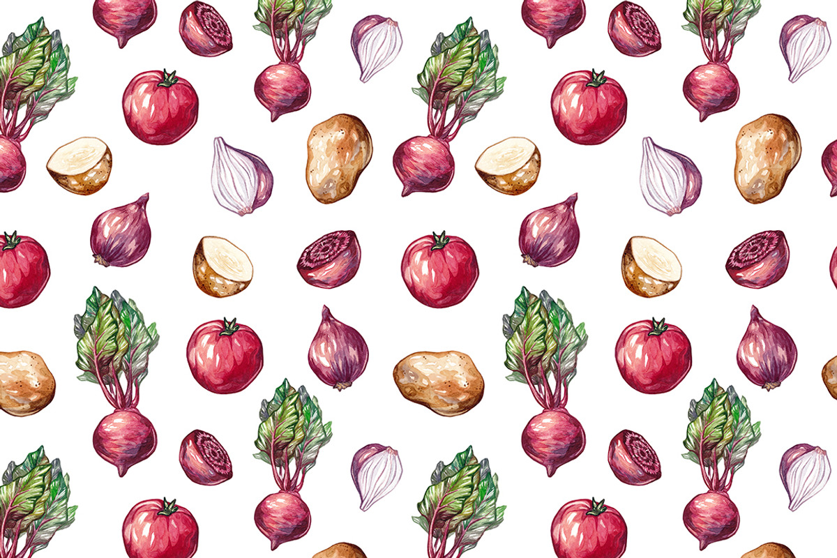 Beetroot Soup+Watercolor Ingredients, an Illustration by Olga Olmix (Photo 7 of 9)