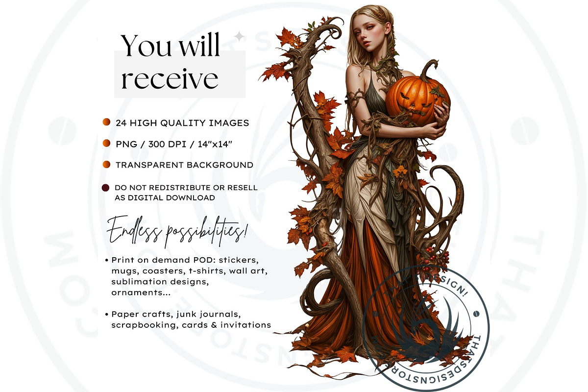 Pumpkin Queen Halloween clipart set, an Illustration by ThatsDesignArt (Photo 2 of 10)