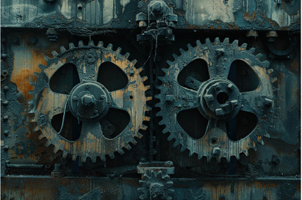 Rusty industrial gears forming a, an Industrial Photo by Ylivdesign