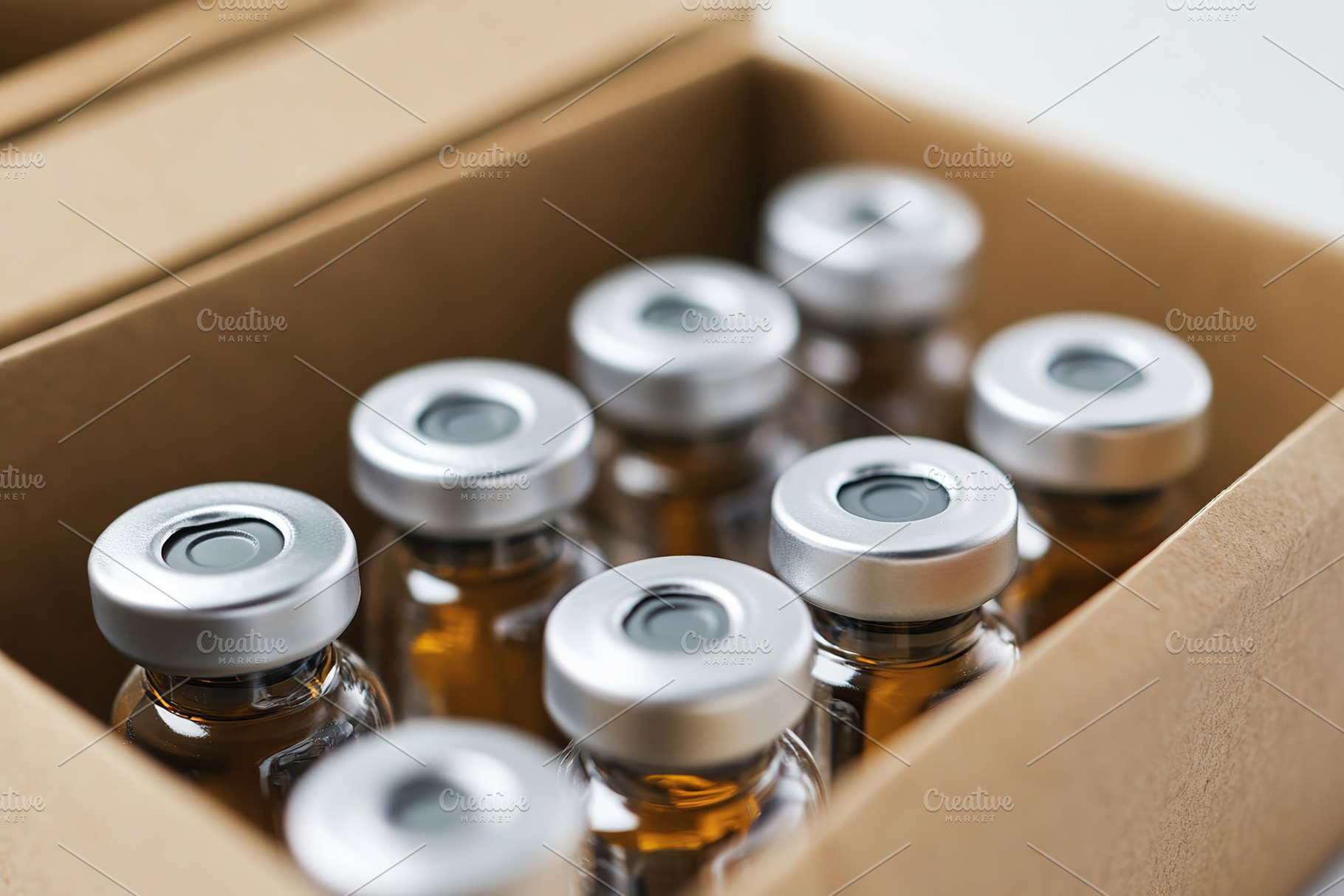 Medical ampoule vials for injection, a Photo by AlyaAnd