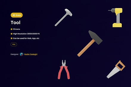 3D Icon - Tools, an Object 3D Model by ns_uiuxdesigner