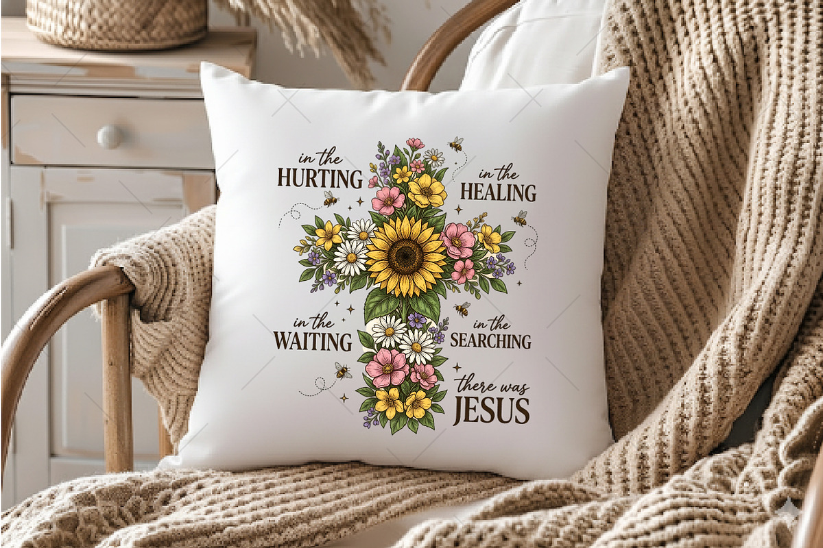 Floral Cross Jesus Christian Art PNG, a Seasonal Illustration by OK Design (Photo 5 of 5)
