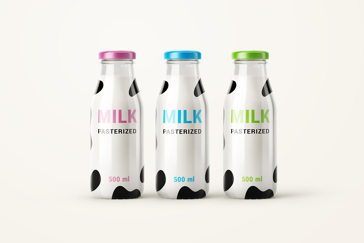 Fresh Milk Glass Bottle Mockup Set, a Product Mockup by PSD Market (Photo 6 of 20)