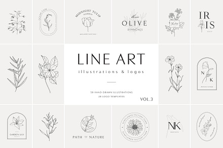 Line art logos Vol. 3, a Branding & Logo Template by Crocus Paperi