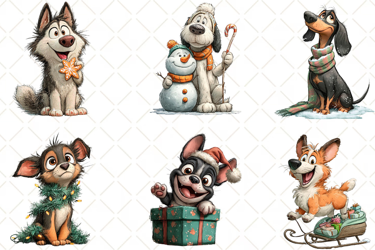 Quirky Christmas Dog Clipart, an Illustration by Black Bird Studio (Photo 2 of 6)