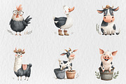 Watercolor Funny Farm Animal Clipart, a Seasonal Illustration by Rose Art (Thumbnail 3 of 7)