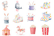 Watercolor cute circus clipart, an Illustration by Designworld (Thumbnail 2 of 4)