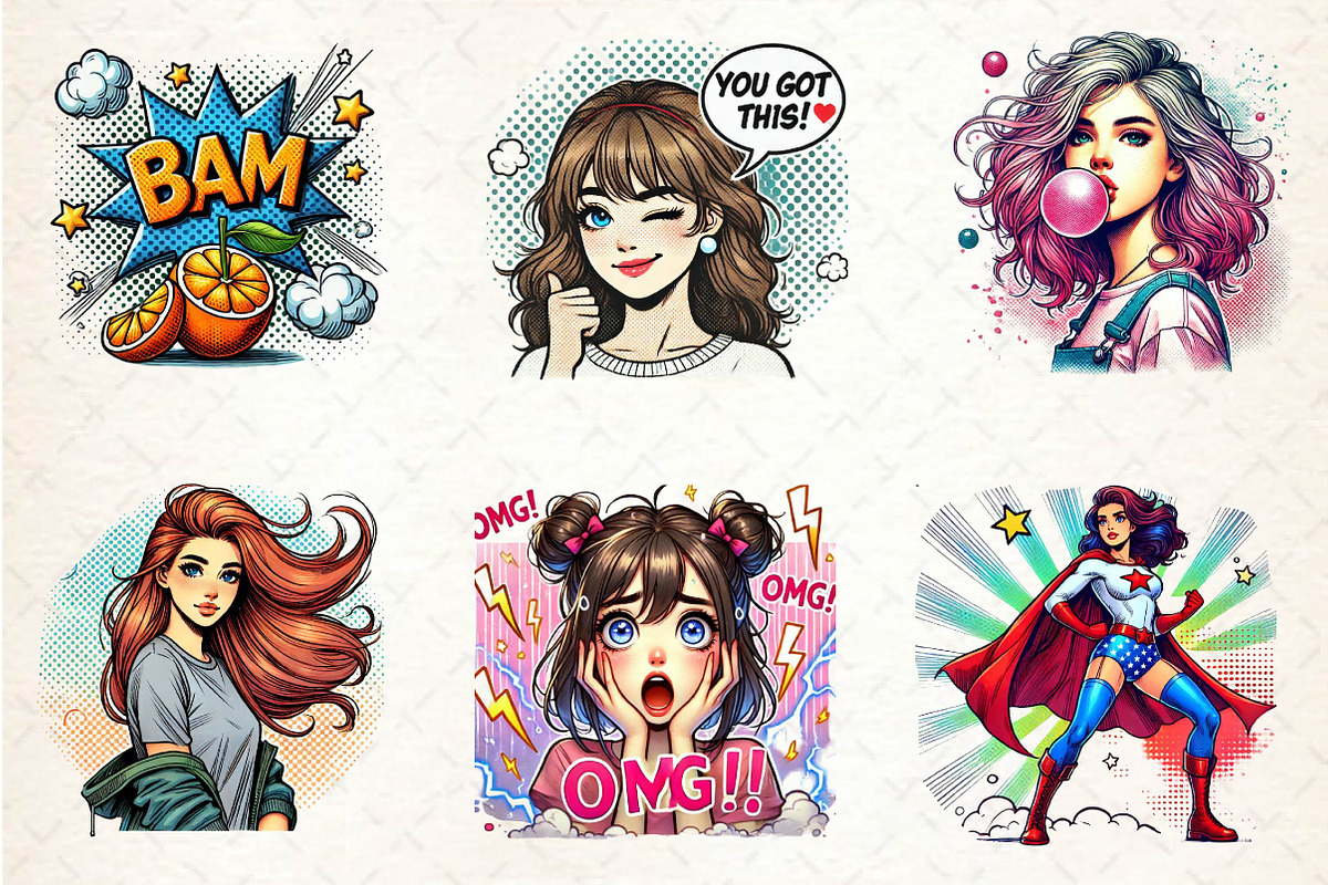 Pop-Art Girl Clipart PNG, an Illustration by Dream Creation (Photo 2 of 5)