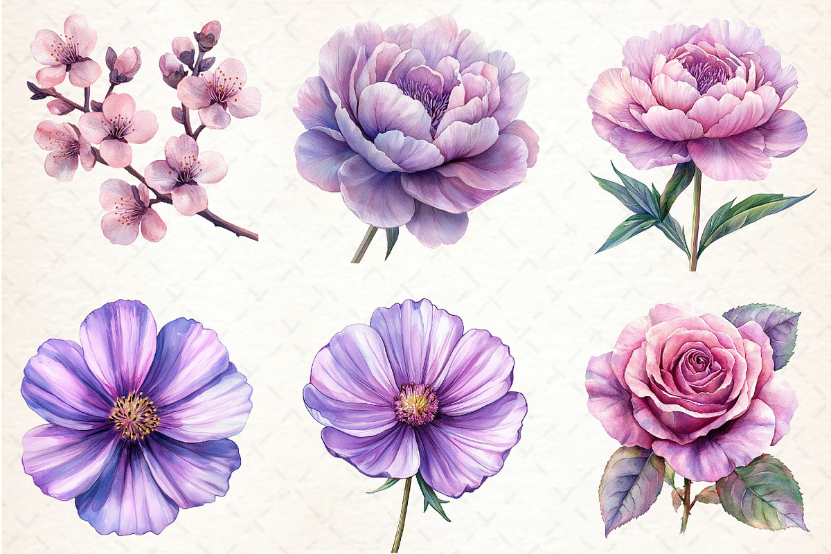 Lavender & Pink Flowers Watercolor, an Illustration by Libby Wishes (Photo 7 of 7)