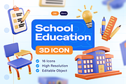 School and Education 3D Icon, an Object 3D Model by Burntilldead (Thumbnail 1 of 7)