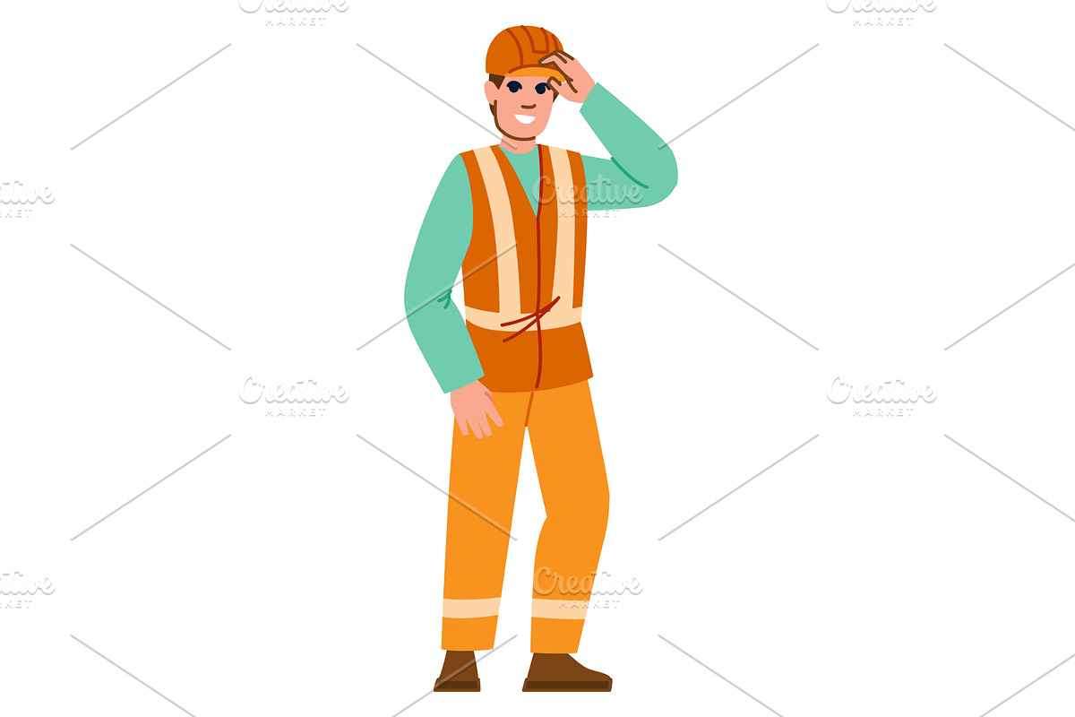Smiling construction worker, an Illustration by pikepicture