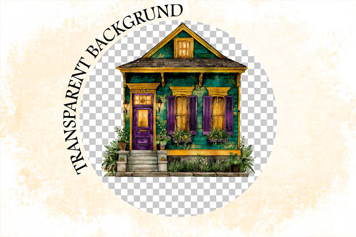 Watercolor Mardi Gras House Clipart, an Illustration by SVGArt (Photo 6 of 7)