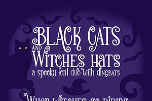 Black Cats And Witches Hats Font Duo