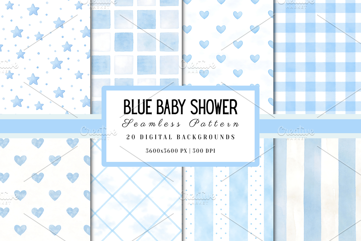 Blue Baby Shower Digital Paper, a Pattern Graphic by Neon Studio (Photo 1 of 6)