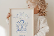 My carousel vintage Blue Line art, a Decorative Illustration by Grace Noboa Illustrations (Thumbnail 6 of 6)