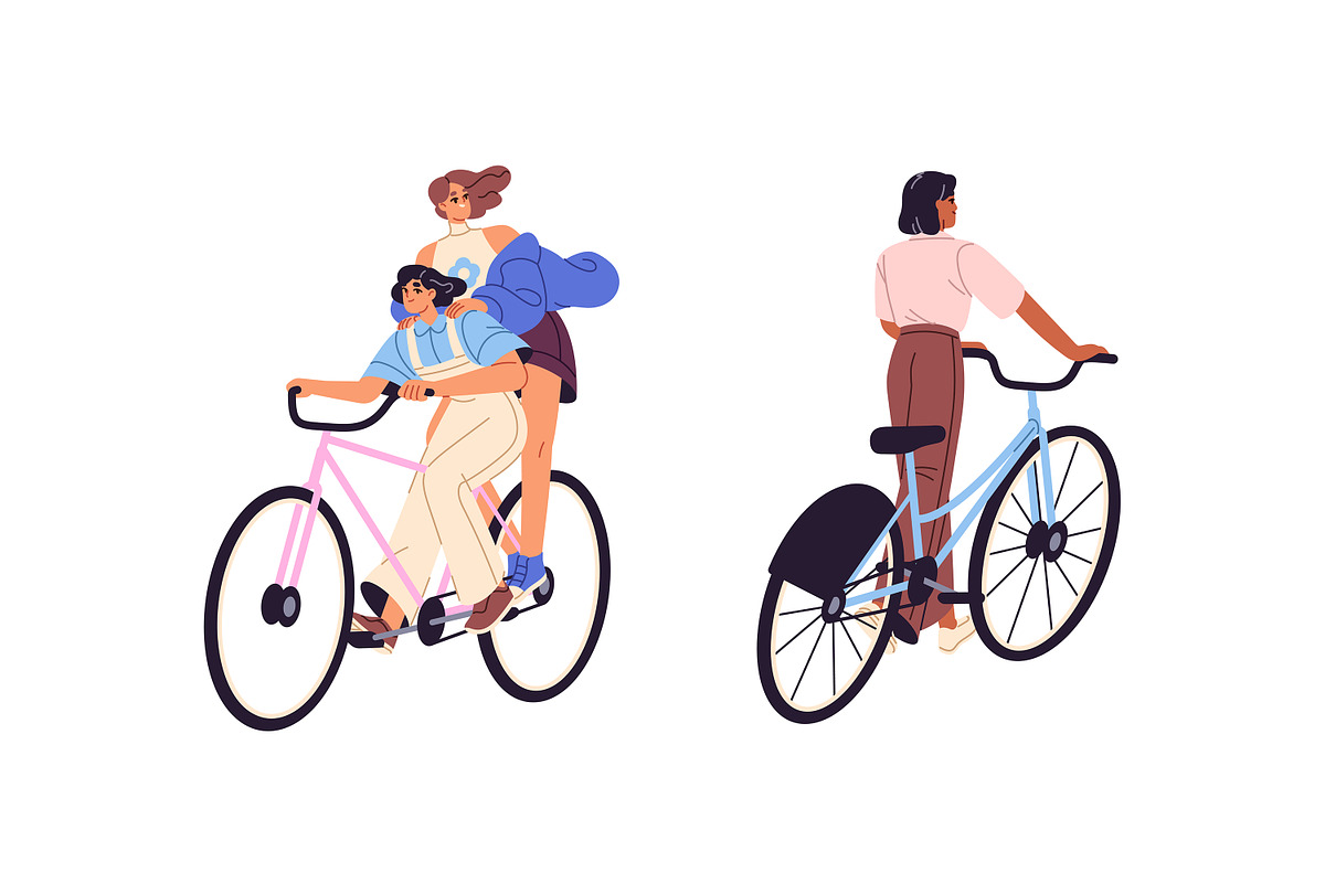 People travel by bike set, a Person Illustration by PaperTrident (Photo 10 of 15)