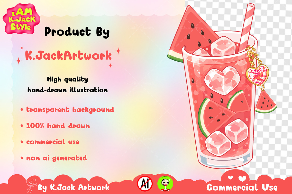 Cute Watermelon Soda Drink Clipart, a Food Illustration by K.JackArtwork (Photo 3 of 4)