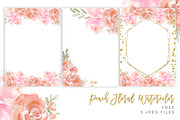 peach floral watercolor clip art, an Illustration by Sunflower Day Love (Thumbnail 3 of 4)