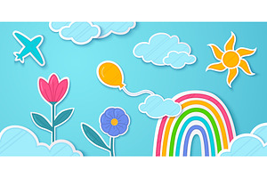 Colorful paper cut spring podium, an Illustration by art PVP - market