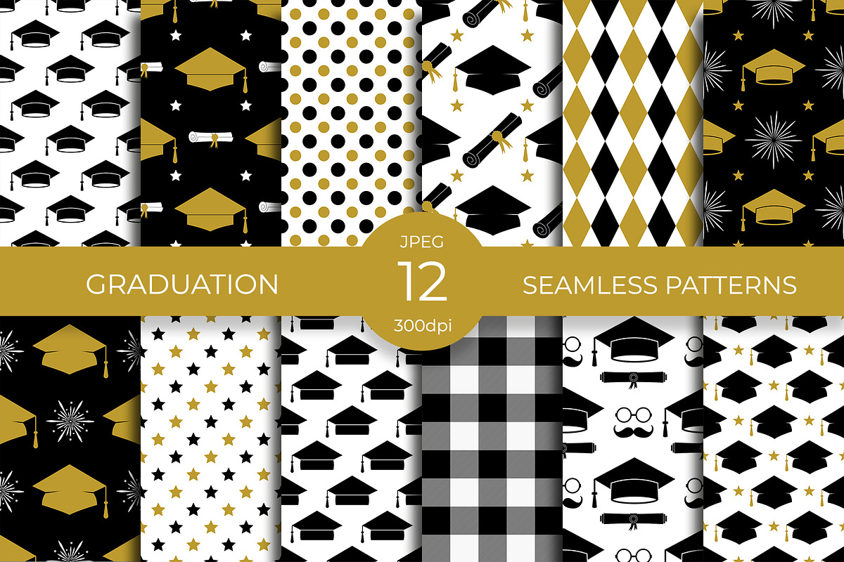 Graduation Seamless Pattern Set, a Pattern Graphic by LaBelezokaDesign (Photo 1 of 10)