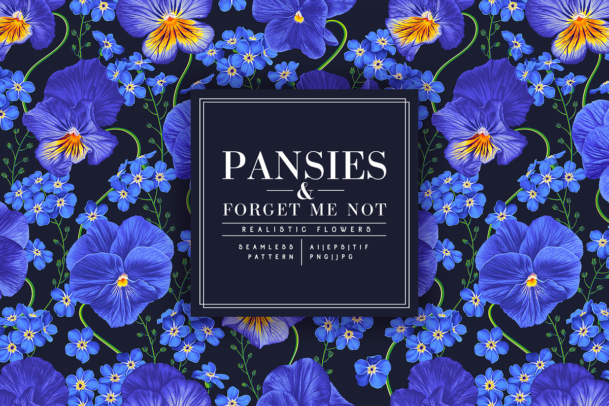 Pansies and Forget-Me-Not Pattern, a Pattern Graphic by MarynaPetrovska (Photo 1 of 12)