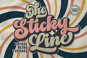 The Sticky Line - Retro Font, a Script Font by Suza Studio