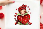 Whimsical Valentine Cute-girl Clipar, an Illustration by designcity5 (Thumbnail 4 of 5)