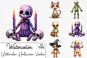 Watercolor Halloween Voodoo Doll Cli, an Illustration by CrexoraLab