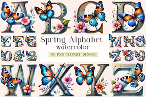 Spring Alphabet Sublimation Clipart, an Illustration by DreamArtGraphic